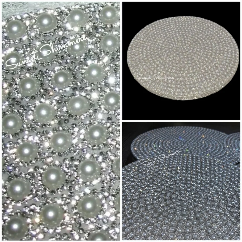 x4 Sparkles Home Luminous Elegant Pearl Shimmer Deluxe Rhinestone Placemats New